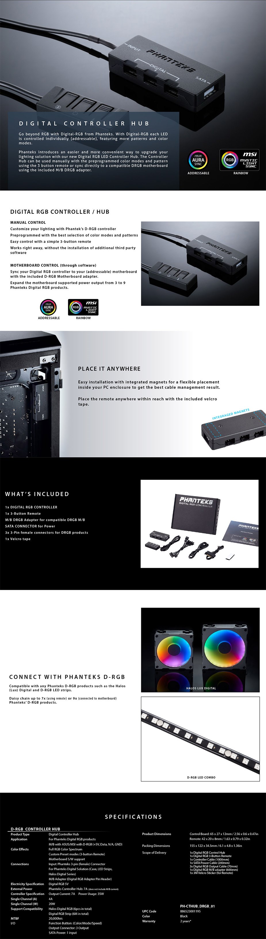 Phanteks Digital RGB Controller HUB - PH-CTHUB_DRGB_01 | Mwave