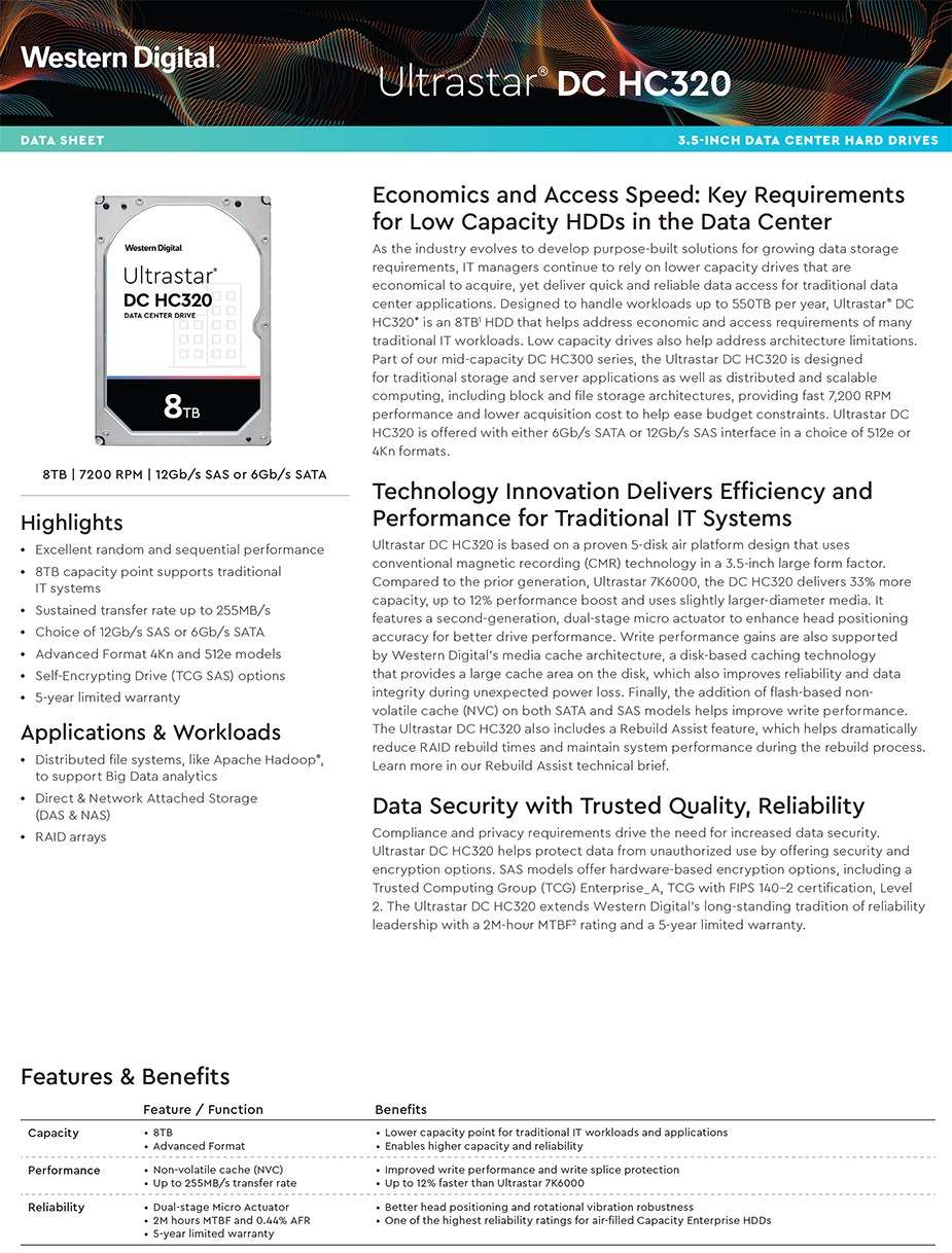 WD HGST Ultrastar DC HC320 HUS726T6TALE6L4 8TB 3.5
