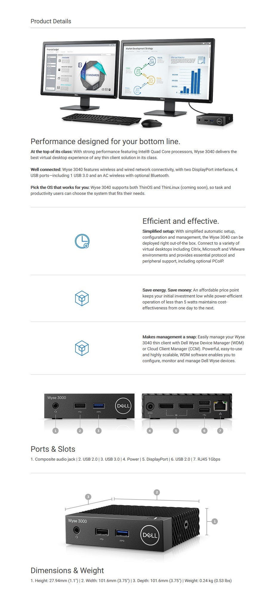 Dell Wyse 3040 Thin Client Intel Atom 2GB DDR3L 8GB ThinOS WiFi V39C9