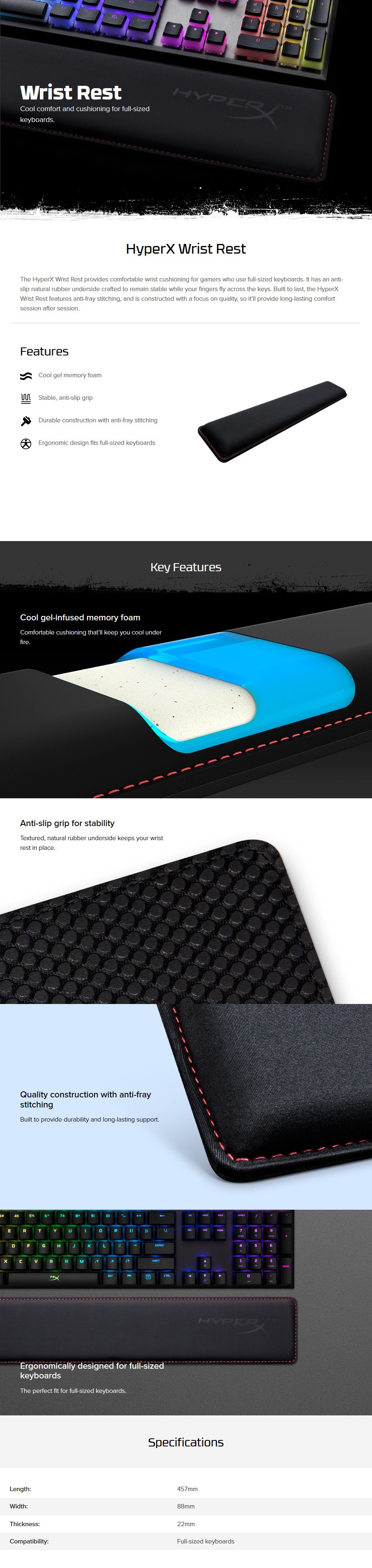 HyperX Wrist Rest for FullSized Keyboards HXWR Mwave