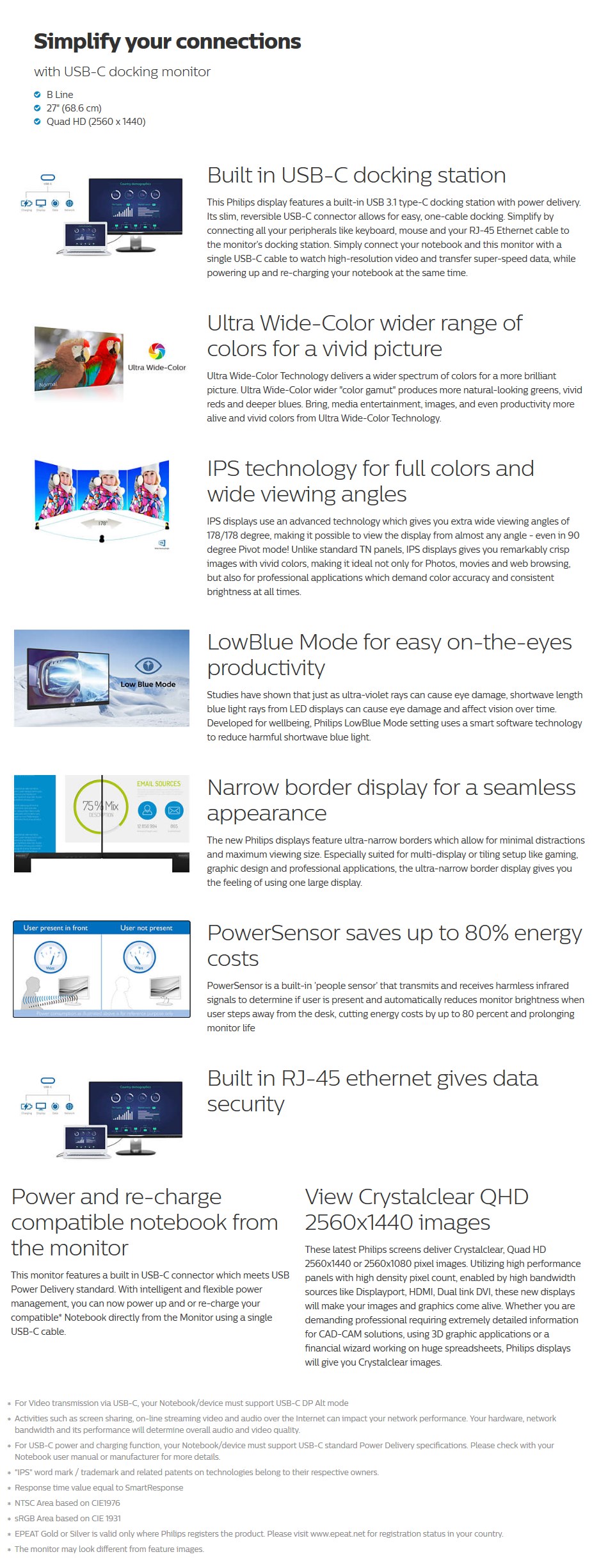 Philips B-Line 272B7QUPBEB 27" QHD USB-C IPS LCD Monitor - Desktop Overview 1