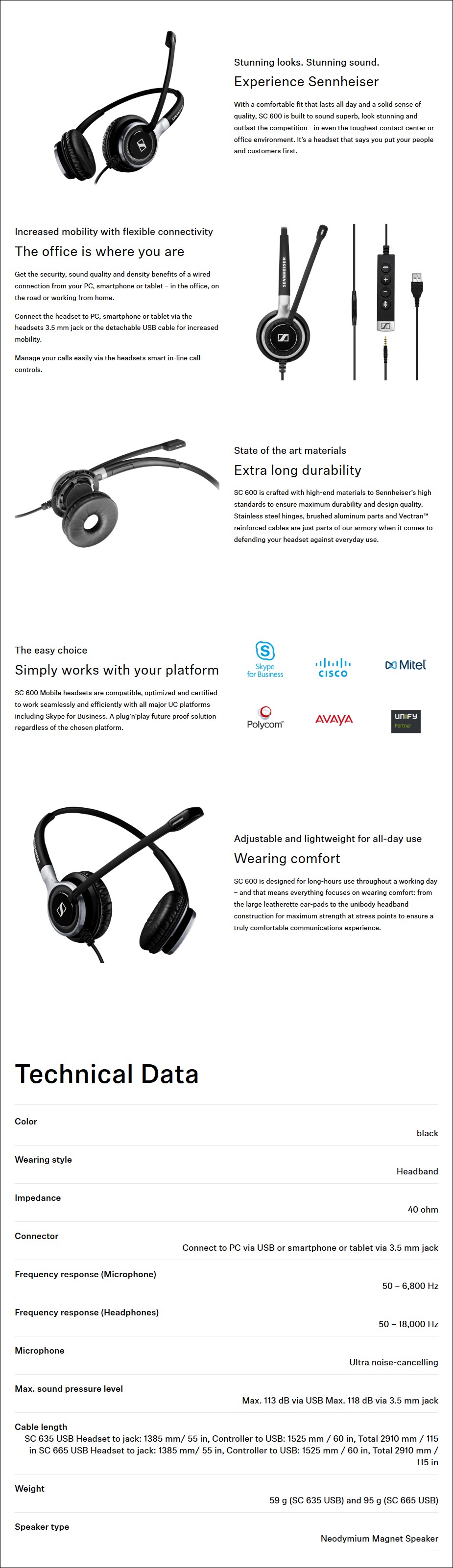 Sennheiser SC 635 USB Monaural Office Headset - Desktop Overview 1