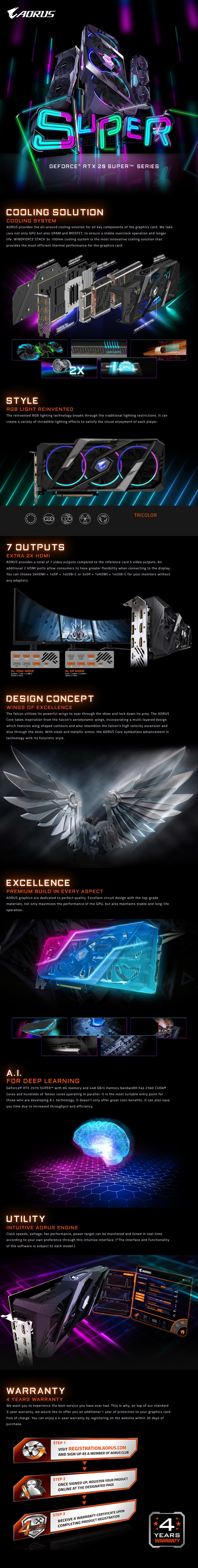 Gigabyte AORUS GeForce RTX 2070 SUPER 8GB Video Card - Overview 1