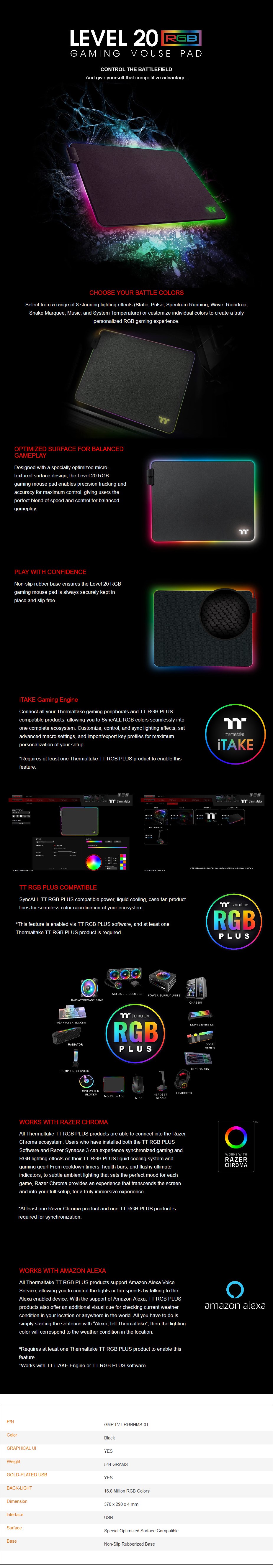 Thermaltake Level 20 RGB Gaming Mouse Pad - Hard Edition - Overview 1