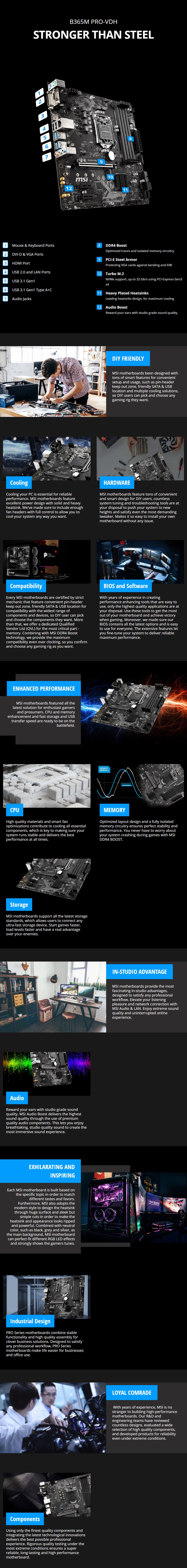 MSI B365M PRO-VDH LGA 1151 Micro-ATX Motherboard - Overview 1