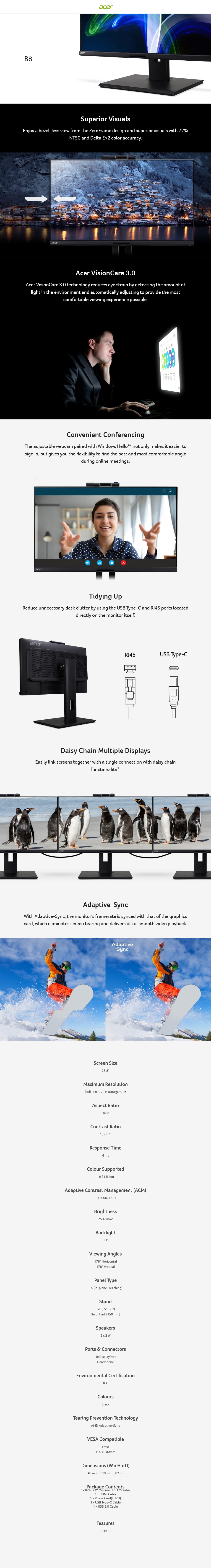 Acer B8 B248Y 23.8\
