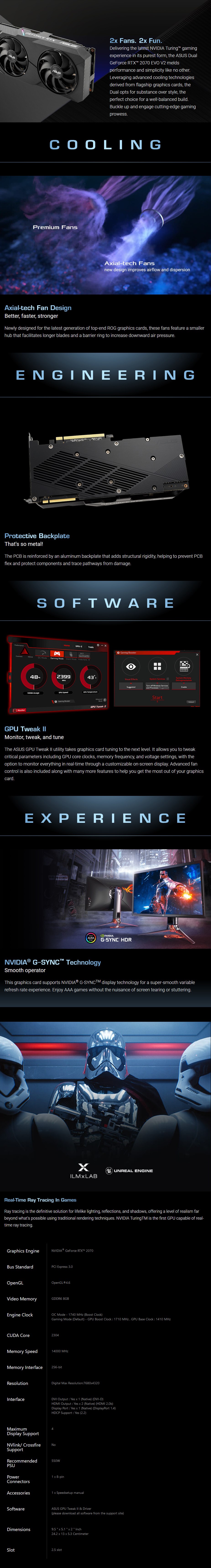 Asus Geforce Rtx 2070 Dual Evo Oc V2 8gb Video Card Dual Rtx2070 O8g Evo V2 Mwave Com Au