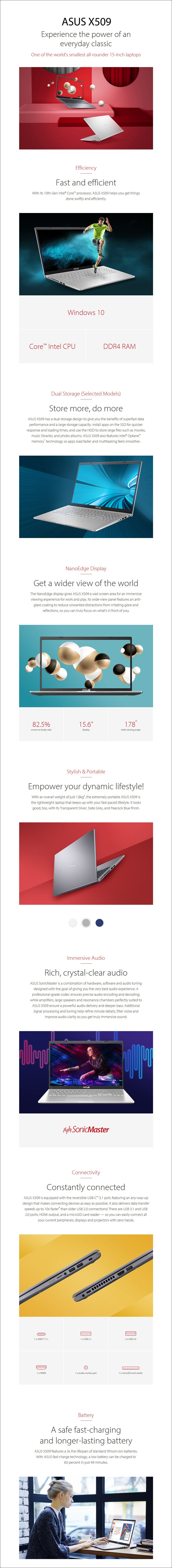 ASUS X509JA-BR072T 15.6" Laptop i5-1035G1 8GB 1TB W10H - Overview 1