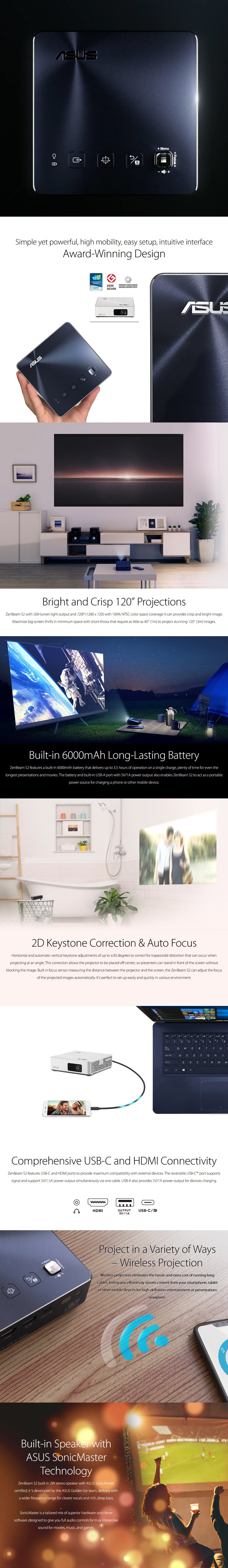 Asus Zenbeam S2 Hd Short Throw Portable Led Projector Navy Asus Zenbeam S2 Navy Mwave Com Au