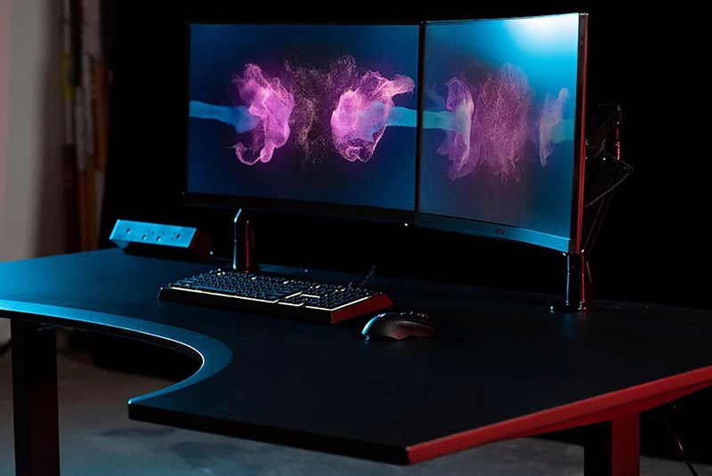 Elevate Battlestation Reaper L Shaped Corner Desk Black Right Side