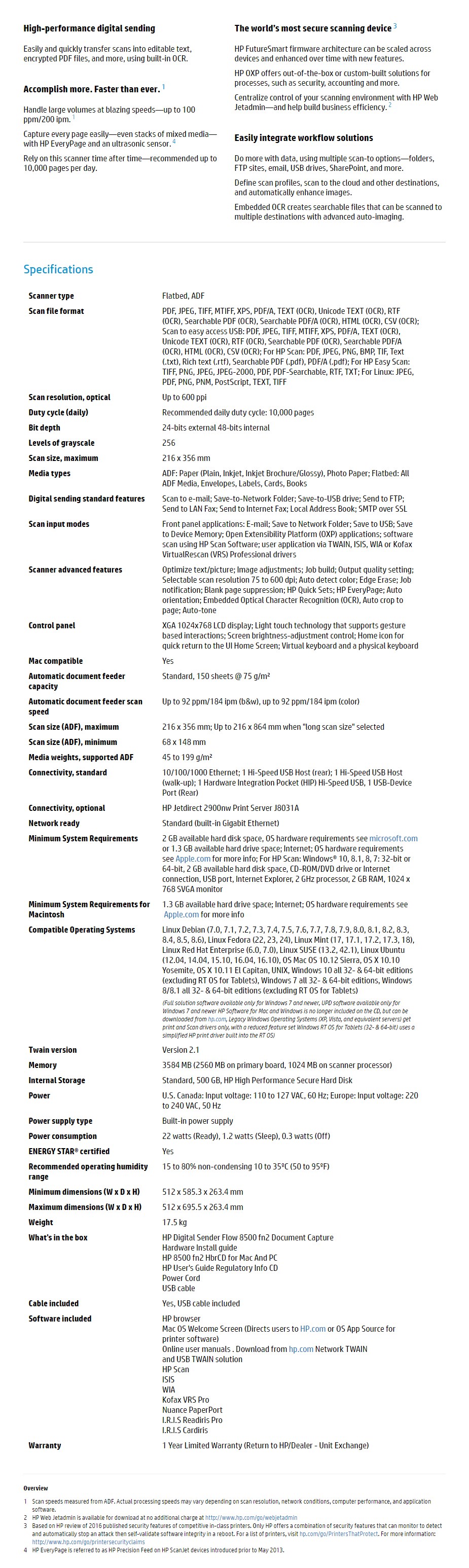 HP Digital Sender Flow 8500 fn2 Flatbed Document Capture Workstation - Overview 1