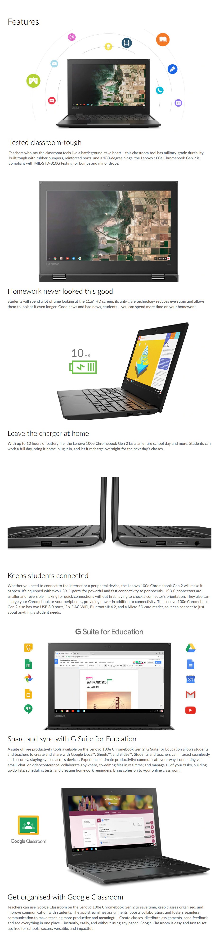 Lenovo 100e Chromebook 11.6" N4020 4GB 32GB Chrome OS - Overview 1