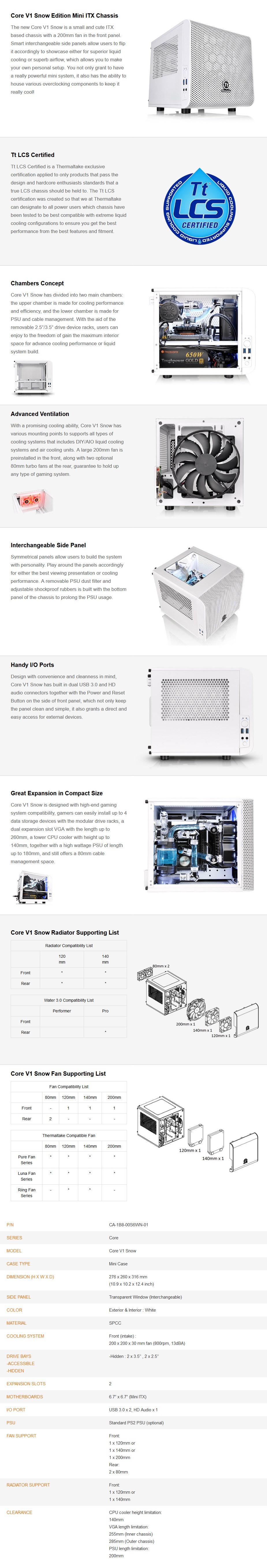 Thermaltake Core V1 Mini ITX Case - Snow Edition - Overview 1