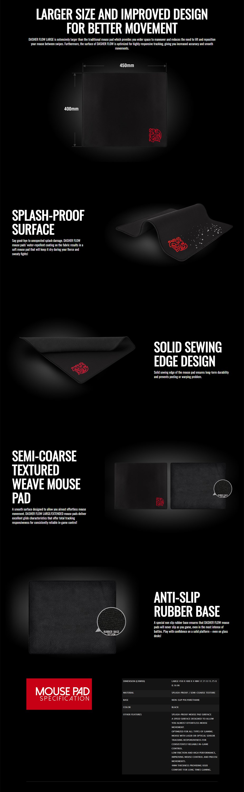 Tt eSPORTS Dasher Flow Large Gaming Mouse Pad - Overview 1