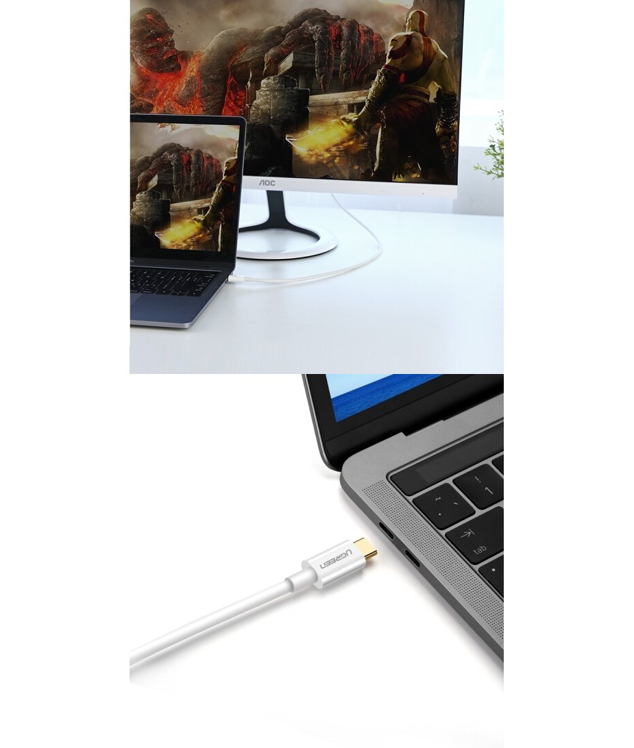 Ugreen 40420 1.5m USB Type-C Male to DisplayPort Male Cable - White - Overview 1